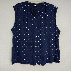 Old Navy Womens Sleeveless Polka Dot Top Size L Button Classic Preppy Minimalist